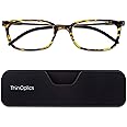 ThinOptics Connect Ultra-Thin Reading Glasses 2.00 Tortoiseshell Frames - Magnetic Case Attaches to Phone - +2.0 Strength Rectangular Readers - Unisex for Men & Woman