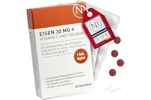 ‎N1 N1 Eisen 30 mg + Vitamin C & Folsäure - 30 Eisentabletten - 98% bioverfügbares Eisenpräparat - hochdosiert für Immunsystem, Energiestoffwechsel & bei Eisenmangel - gut verträglich, ohne Nebenwirkungen