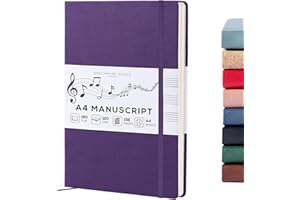 Beechmore Books Cahier de musique A4 (21,6 x 29 cm) – 156 pages, 120 g/m² | Couverture rigide simili cuir, portées perforées, ouverture à plat, coffret cadeau pour musiciens & compositeurs