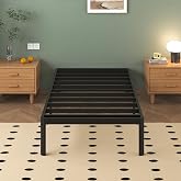 Lutown-Teen Metal Bed 90 x 190 cm with Round Legs, 36 cm Height, Bed Frame with Metal Slats, Black
