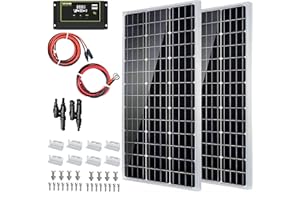 Topsolar Solarmodul-Kit 340 (2 * 170Watt) Monokristalline Off-Grid-Systeme für Häuser, Wohnmobile und Boote + 30A 12V/24V Solarladeregler + Solarkabel + 8 Montage Z-Brackets