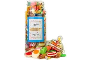 Happy Birthday Pick n Mix Sweet Jar Classic Retro Pick and Mix Jar 24cm x 9cm 650g Sweet Treat Gifting Co.