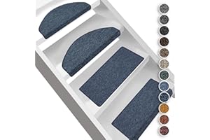 Floordirekt London - Tappetini per gradini, di Forma semicircolare o Rettangolare, Resistenti e Facili da Pulire, per Interni (Colore: Grigio Scuro, di Forma Rettangolare, 23,5 x 65 cm)