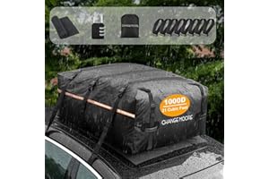 CHANGE MOORE CHANGEMOORE 1000D Car Roof Bag, Tear-Resistant & Waterproof 21 Cubic/594L Roof Bags for Cars with/without Roof Bars, Soft Roof Box with Anti-Slip Mat, 7 Reinforced Straps, 8 Door Hooks, Luggage Lock
