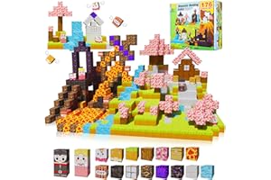 YUKOVEP Magnetische Bausteine 176 Pcs,2.5CM/Magnet Welt Sensorik BlöckeSet,Minecraft Magnetic Blocks für Kinder ab 3 Jahren, Geschenk für Jungen und Mädchen