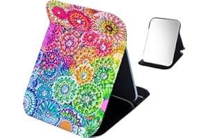 aupawdy Prägung Mandala Taschenspiegel Kompaktspiegel DIYTaschenspiegel Diamond Painting Spiegel Diamant Malerei Kompaktspiegel Taschenspiegel Kinder für Frauen Dame Prägung Mandala Klappspiegel