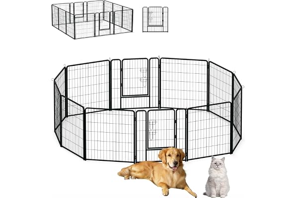 Aufun Lekhage för utomhusbruk, DIY, valp utomhus kapsling, vikbar djurlekhaga var 80 x 80 cm, automatisk låsning, galler för