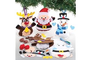 Baker Ross FC160 Kit da Cucito Decorazioni di Natale - Confezione da 3, Set da Cucito per Bambini, Attività Creative per Bambini, Progetto Ideale di Arti e Mestieri