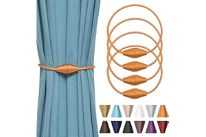 Pretty Jolly 4 Pack Upgrade Magnetic Curtain Tiebacks Handmade Weave Rope Curtain Holdbacks Convenient Decorative Cone Curtain Drape Tie Backs for Home & Office Window Drapery (Orange)