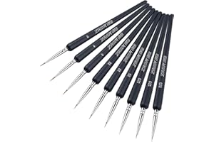 ZKSMNB ZKSM 9pcs Detail Paint Brush Set Fine Miniature Artist Painting Brushes with 0, 00, 000 Size Drawing Brushes for Paintings Art Acrylic Watercolor Oil Nail Art