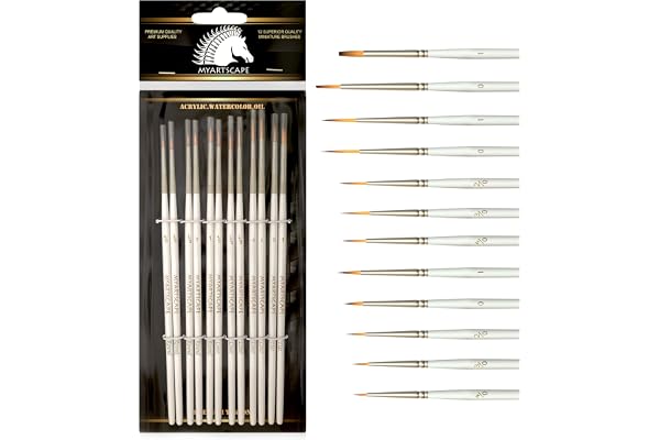 Ensemble de pinceaux fins pour détails de précision : lot de 12 pinceaux miniatures pour peindre et réaliser des détails de précision. Pour peinture acrylique, aquarelle, huile. Pour peindre des miniatures, des maquettes, des maquettes d’avion, des figurines Warhammer 40 000. Produits de qualité fournis par Myartscape ™