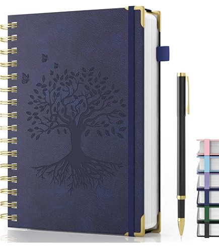 MGGAO Spiraal Notitieboek voor Vrouwen, Duurzame A5 Leren Notitieboekjes Met Harde Kaft, 200 Gelinieerde Pagina's, Leuke Notitieboekjes voor Perfecte Benodigdheden op School, 15,5 x 21cm