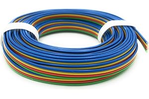 BELI-BECO L418/5 Câble - Fil de cuivre 4 x 0,14 mm² - Câble plat 4 fils - 4 couleurs : bleu, jaune, rouge, vert - RGB - Anneau de 5 m