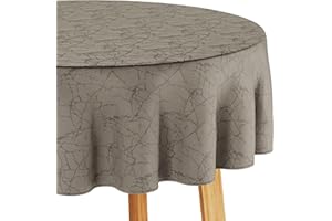 Filumi - Tovaglia rotonda, 120 x 120 cm, beige, lavabile, per interni ed esterni, motivo marmorizzato Manil