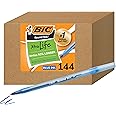 BIC Round Stic Xtra Life Ballpoint Pen, Medium Point (1.0mm), Blue, Flexible Round Barrel For Writing Comfort, 144-Count