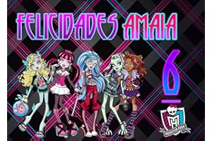 OBLEA PERSONALIZADA OBLEA de Monster High Personalizada con Nombre y Edad para Pastel o Tarta, Especial para cumpleaños, Medida Rectangular de 28x20cm
