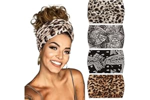 TERSE Extra Breite Haarband Damen Boho Gedruckt Stirnbänder Haarbänder Breite Stirnband Elastische Kopfband Haarschmuck für Frauen und Mädchen