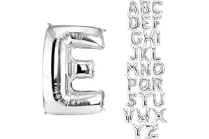 DekoRex Ballon Argent 40cm Ballon Anniversaire Mariage Déco (lettre E)