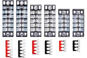 HUAZIZ 6PCS bornier à Vis Borne 4/5/6 Position Double Rangée de Bande de bornier barrière + 6PCS Rouge et Noir Bande de Barrière Terminal Barrette de Jonction Pré-isolée 4/5/6 Position