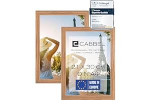 CABBEL paquete de dos (2 uds.) marco DIN A4 21x30 marco de madera MDF en Roble | con cristal Plexi inastillable/Moderno