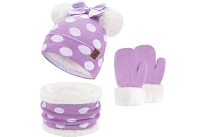 ZASFOU Bambina Piccolo Cappello Invernale Sciarpa Guanti Set Bambino Berretto Cappelli in Cotone Maglia Bambini Scaldacollo Guanti 0 1 2 3 4 Anni Ragazza Regalo