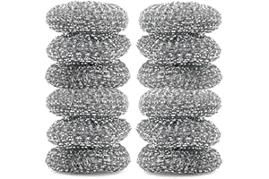 IDEA HOME D.RECT Zestaw 12 Gąbek Stalowych do Czyszczenia – Wielokolorowe Druciaki do Garnków i Patelni – Czyściki Kuchenne ze Stali Nierdzewnej