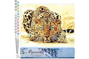Figured'Art Paint by Numbers for Adults Panther with Blue Eyes 40x50cm - Craft Art Painting DIY Kit Rolled Canvas without frame