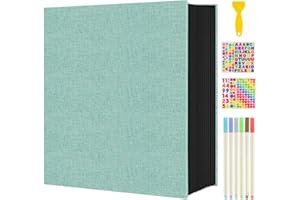 Boic Lino Album Fotos Autoadhesivo 40 Páginas Negra, Album de Fotos para Pegar y Escribir Retro DIY Scrapbook, Regalos Aniversario de Boda de Oro Cumpleaños Navidad (Verde)