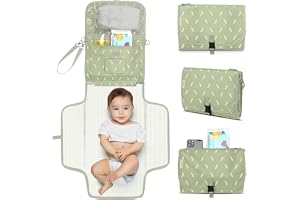 KeaBabies Matelas à langer portable – Grand matelas à langer imperméable, pochette à couches de voyage compacte, poches fonctionnelles pour les essentiels du nouveau-né, lavable et rembourré (acacia)
