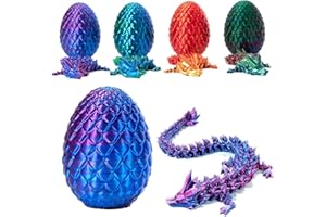 BESTYKS 3D Printed Dragon in Egg,Full Articulated Dragon Crystal Dragon with Dragon Egg,Flexible Joints Home Decor Executive Desk Toys,Home Office Decor Executive Desk Toys (Laser Purple)