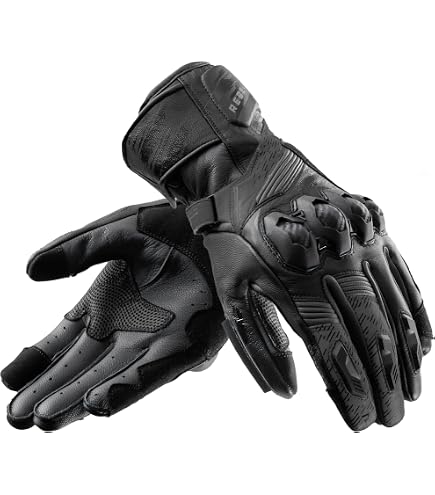 REBELHORN Thug II Lady Guanti da Moto Donna | Pelle di capra | Pannelli SAS-TEC per assorbire l'impatto | Fodera traspirante | Supporto per touch screen