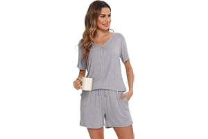 Vlazom Pigiama Donna In Raso Di Seta 2 Pezzi - Manica Lunga Con Bottoni - Scollo A V E Tasche - Regalo Halloween Natale