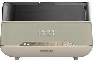 Cecotec Humidificador Ultrasónico con Difusor de Aromas de 300ml PureAroma 1300 Hydra Speaker. Altavoz Bluetooth, Luz LED, Temporizador 5h, 3 Modos Vapor, Aromaterapia, Minimalista, Cobertura 25 m²