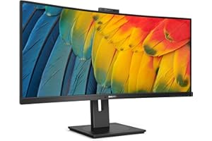 Philips Monitors 346E2CUAE - 34 inch WQHD Curved Monitor, 100Hz, 1ms, VA, USB-C Dock, Speakers , Height Adjust (3440 x 1440, 300 cd/m² HDMI / DP / USB-C)