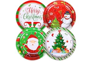 Matreeglam 60Pcs Christmas Party Tableware Set, Santa Paper Plates, Christmas Plates, Party Supplies for Christmas Birthday Party Picnic Table Decorations
