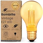 Greenandco LED Bulb E27 Warm Light Vintage A60 2W 65lm, Gold | Decorative Bulb 1800K, Vintage Bulb, 320&deg; Beam Angle, 230V, Fl