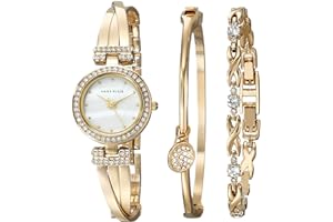 Anne Klein Women's Premium Crystal Accented Bangle Watch and Bracelet Set