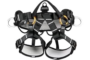 jackfru Klettergurt Baum Kletterausrüstung Harness, Hochfestem Polyester Verdickte Sicherheitsgurt, Taillenring 70-130CM, Beinring 50-65CM, Auffanggurt Absturzsicherung ​für Bergsteigen, Feuerrettung