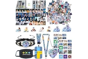 COUOI SYLALE TXT Merch Kit comprenant des autocollants TXT Album Photocards Collier Bracelet Keychain Mask Card Lanyard Button Pins Tattoo Stickers