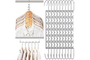 Lighterday Kleiderbügel Platzsparend 10 Stück Kleiderbügel Metall Magic Hangers Clothes Platzsparende Kleiderbügel Bügel für Hosen Hemden Anzug und Kleider (10 Stück Silber)