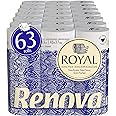 Renova Royal 63 Rolls - 4 Ply Toilet Roll - 63 Pack Toilet Rolls, Toilet Tissue and Loo Rolls – 100% FSC Certified Paper Toilet Paper - Bulk Pack of 63 Toilet Rolls