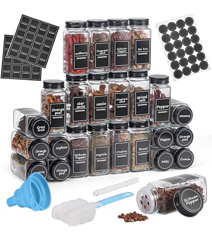 Lot De 50 Pots à épices En Plastique Transparent 100 Ml Avec Couvercles à Saupoudrer - Noir - Pour Cuisine Et Bricolage - 2