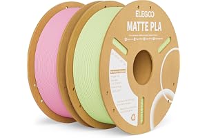 ELEGOO Matt PLA-filament Sakura rosa och mintgrön 2 kg, 1,75 mm 3D-skrivarfilament, dimensionell noggrannhet +/- 0,02 mm, 2 s