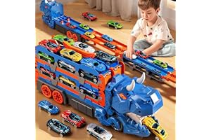OasisLiving Dinosaur Truck Toy Set for Boys, Racing Truck Toy Car Track Set for Toddler, Race Track Truck Car Toys Boy Toys Gift for Kids Age 4 5 6 7 8 Years Old