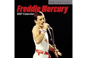 TGSC | Freddie Mercury kalender 2027 – kvadratisk väggkalender, månadsöversikt med plats för möten, 30 x 30 cm
