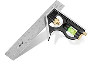 PINAVA® Kątownik łączony 150 mm [przeciwbieżna skala i precyzyjny kąt] – mały kątownik uniwersalny z metalowym ogranicznikiem – idealnie czytelny multikąt, Combination Square