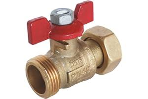 SOMATHERM FOR YOU, Vanne à sphère Mâle 1/2" avec écrou tournant et manette papillon 1/4 tour en laiton brut, norme ACS, idéale pour isoler installations sanitaires et chauffage