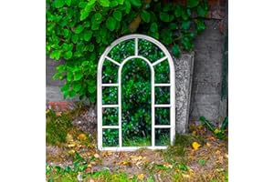 Maribelle Large Decorative White Metal Arch Mirror - Garden, Outdoor, Home Use