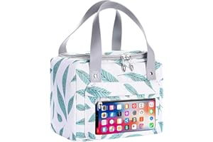 BONNOEUVRE Bolsa Térmica Porta Alimentos Impermeable , Nevera Porta Alimentos/Bolsa Isotérmica para Picnic/Bolsa de Almuerzo Plegable con Bolsillo Pantalla Táctil para Playa,Picnic,Camping,Barbacoa 8l (Blanco)