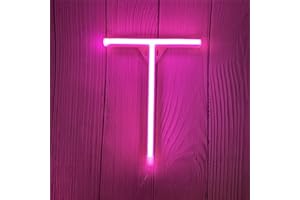 DWOOKE LED Letter Lights Pink Neon Letters,Light up Letters Neon Signs Battery or USB Operated Lighted Letters Neon Wall Lights Alphabet Decor for Birthday Party Wedding Christmas (Pink T)